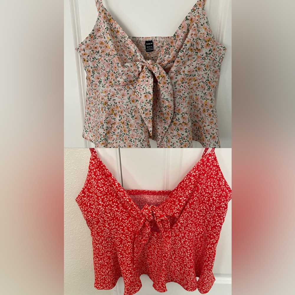 2 SHEIN Tie-Front Top